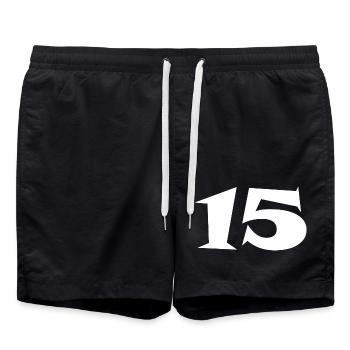 15. 15 JAHRE. 15-JÄHRIGES JUBILÄUM. 15-JÄHRIGES JUBILÄUM. - Badeshorts - Schwarz - Vorne - AI Model Male 185 light (185cm)
