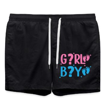 Frage zur Mädchen- oder Jungen-Geschlechtsenthüllung Pink oder Blau - Badeshorts - Schwarz - Vorne - AI Model Male 185 light (185cm)
