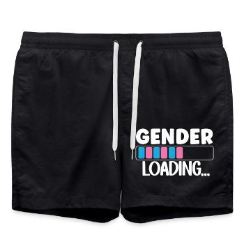 Geschlecht lädt Schwangerschaftsankündigung Geschlecht - Badeshorts - Schwarz - Vorne - AI Model Male 185 light (185cm)