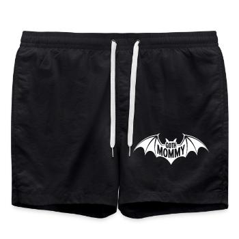 Goth-Mama-Fledermaus-Emblem - Badeshorts - Schwarz - Vorne - AI Model Male 185 light (185cm)