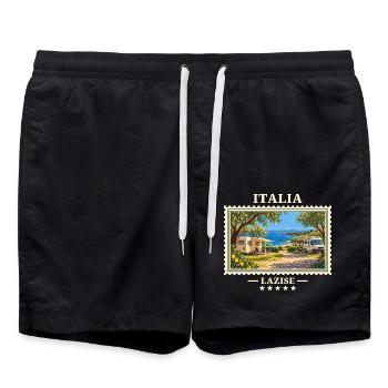 Italien Lazise Camping Vintage Reisemarke - Badeshorts - Schwarz - Vorne - AI Model Male 185 light (185cm)