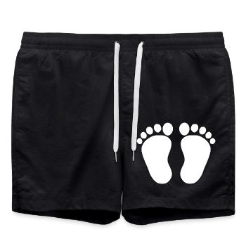 Babyfüße weiß Geschenk zur Geburt Taufe - Badeshorts - Schwarz - Vorne - AI Model Male 185 light (185cm)