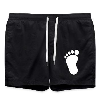 Babyfuß weiß Geschenk zur Geburt Taufe - Badeshorts - Schwarz - Vorne - AI Model Male 185 light (185cm)