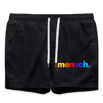 Mensch. Regenbogenfarben Druck - Badeshorts - Schwarz - Vorne - AI Model Male 185 light (185cm)