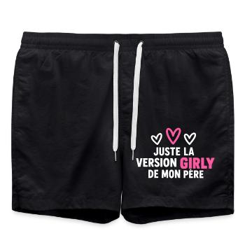 Mädchenhafte Version von My Father - Badeshorts - Schwarz - Vorne - AI Model Male 185 light (185cm)