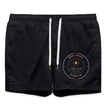Good Tidings of Great Joy – Luke 2:10 Badge - Badeshorts - Schwarz - Vorne - AI Model Male 185 light (185cm)