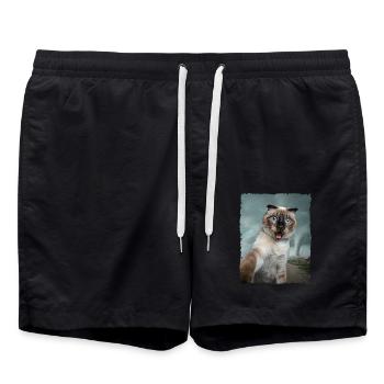 Siamkatze Selfie mit Tornado - Badeshorts - Schwarz - Vorne - AI Model Male 185 light (185cm)