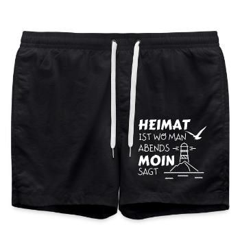 Heimat Moin Leuchtturm Möwe Nordsee - Badeshorts - Schwarz - Vorne - AI Model Male 185 light (185cm)