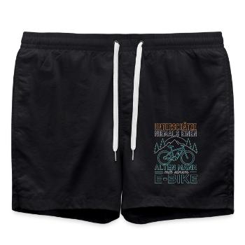 E-Bike Spruch alter Mann Geschenk - Badeshorts - Schwarz - Vorne - AI Model Male 185 light (185cm)