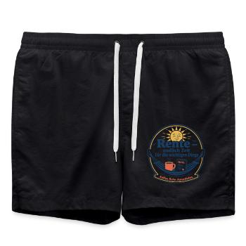 Rente: Endlich Zeit Für Entspannung - Badeshorts - Schwarz - Vorne - AI Model Male 185 light (185cm)