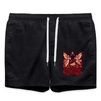 Ehre sei Gott in der Höhe Engel Krippe Lukas 2 - Badeshorts - Schwarz - Vorne - AI Model Male 185 light (185cm)