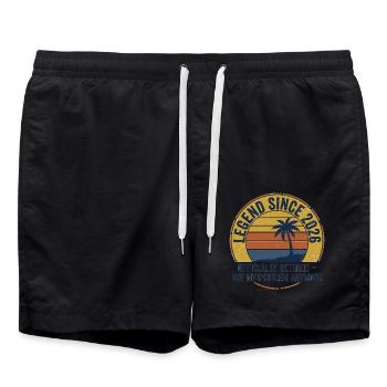 Legende seit 2026: Retro Sonnenuntergang - Badeshorts - Schwarz - Vorne - AI Model Male 185 light (185cm)