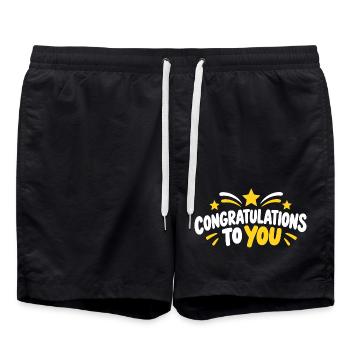 Herzlichen Glückwunsch an dich - Badeshorts - Schwarz - Vorne - AI Model Male 185 light (185cm)