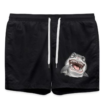 Hai putzt sich die Zähne – Bleistifthumor - Badeshorts - Schwarz - Vorne - AI Model Male 185 light (185cm)