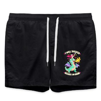Herz, ich werde Erfolg haben, weil ich verrückt bin - Badeshorts - Schwarz - Vorne - AI Model Male 185 light (185cm)