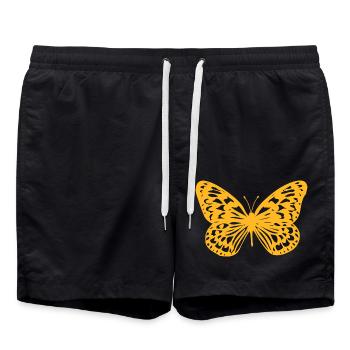 Orangener Schmetterling Silhouette - Badeshorts - Schwarz - Vorne - AI Model Male 185 light (185cm)