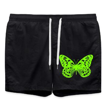 Neongrüner Schmetterling-Umriss - Badeshorts - Schwarz - Vorne - AI Model Male 185 light (185cm)
