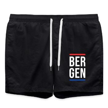 Bergen Bold Block-Typografie - Badeshorts - Schwarz - Vorne - AI Model Male 185 light (185cm)