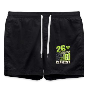 Dart 26 Statt 180 Echter Klassiker Spruch - Badeshorts - Schwarz - Vorne - AI Model Male 185 light (185cm)