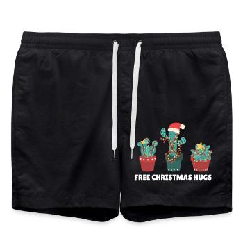 Free Christmas Hugs lustige Kakteen Pflanzen - Badeshorts - Schwarz - Vorne - AI Model Male 185 light (185cm)