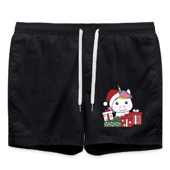 Einhorn Weihnachten Geschenk Winter Tiere Einhorn - Badeshorts - Schwarz - Vorne - AI Model Male 185 light (185cm)