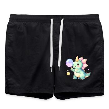 Kleiner Dinosaurier Seifenblasen Süßes Kinder - Badeshorts - Schwarz - Vorne - AI Model Male 185 light (185cm)
