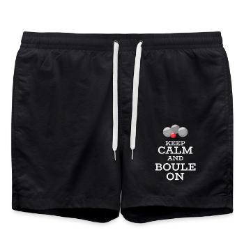 Keep Calm and Boule On – Boule Kugeln - Badeshorts - Schwarz - Vorne - AI Model Male 185 light (185cm)