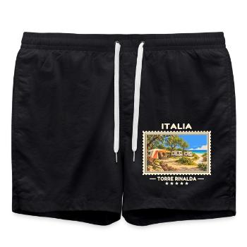 Italien Torre Rinalda Camping Vintage Reisemarke - Badeshorts - Schwarz - Vorne - AI Model Male 185 light (185cm)