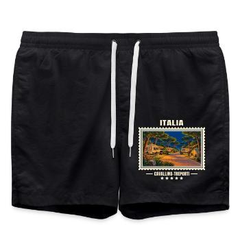 Italien Cavallino Sommernacht Camping Vintage - Badeshorts - Schwarz - Vorne - AI Model Male 185 light (185cm)