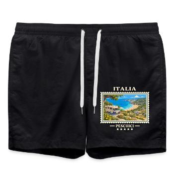 Italien Peschici Camping Vintage Reisemarke - Badeshorts - Schwarz - Vorne - AI Model Male 185 light (185cm)