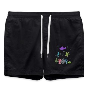 Fisch Unterwasser Kinder Seepferdchen Seeanemone - Badeshorts - Schwarz - Vorne - AI Model Male 185 light (185cm)