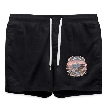 Japan Reise – Tokyo Fuji Asien Reise Vintage - Badeshorts - Schwarz - Vorne - AI Model Male 185 light (185cm)