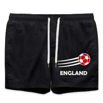 Englischer Fußballer mit Fußball – Fan Design - Badeshorts - Schwarz - Vorne - AI Model Male 185 light (185cm)