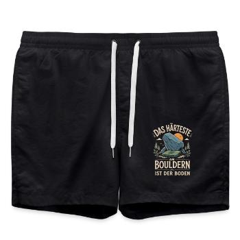 Härteste am Bouldern ist der Boden - Badeshorts - Schwarz - Vorne - AI Model Male 185 light (185cm)