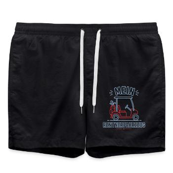 Mein Rentnerfahrzeug Golf Caddy - Badeshorts - Schwarz - Vorne - AI Model Male 185 light (185cm)
