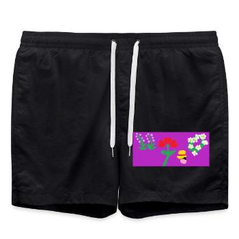 Blumen mit Kritzeleien platzen - Badeshorts - Schwarz - Vorne - AI Model Male 185 light (185cm)