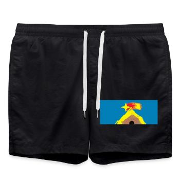 Hütte mit Kometenstern - Badeshorts - Schwarz - Vorne - AI Model Male 185 light (185cm)
