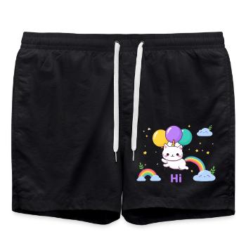 Pastel Kitty Einhornballons - Badeshorts - Schwarz - Vorne - AI Model Male 185 light (185cm)