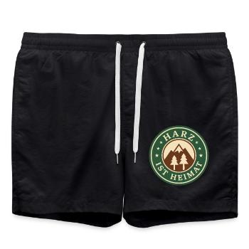 Harz ist Heimat Wandern - Badeshorts - Schwarz - Vorne - AI Model Male 185 light (185cm)