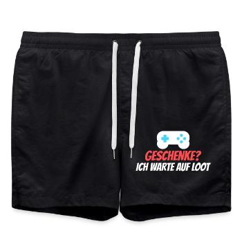 Geschenke? Ich warte auf Loot - Badeshorts - Schwarz - Vorne - AI Model Male 185 light (185cm)