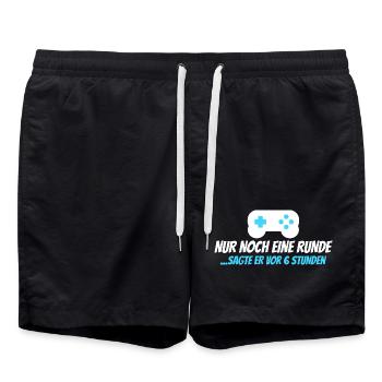Nur noch eine Runde – sagte er vor 6 Stunden - Badeshorts - Schwarz - Vorne - AI Model Male 185 light (185cm)
