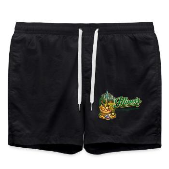 Illinois Retro Vintage Chicago Skyline Jazz Design - Badeshorts - Schwarz - Vorne - AI Model Male 185 light (185cm)