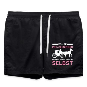 Echte Prinzessinnen Fahren Ihre Kutsche Selbst - Badeshorts - Schwarz - Vorne - AI Model Male 185 light (185cm)