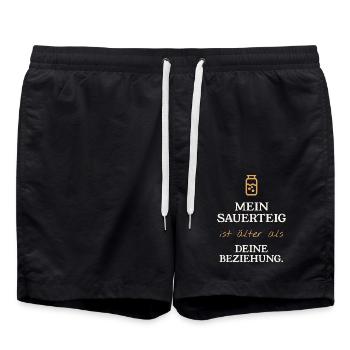 Mein Sauerteig ist älter - Badeshorts - Schwarz - Vorne - AI Model Male 185 light (185cm)