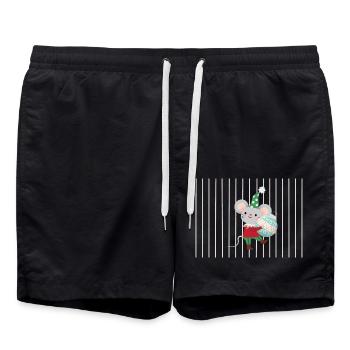Fröhliche Maus mit Ornament - Badeshorts - Schwarz - Vorne - AI Model Male 185 light (185cm)