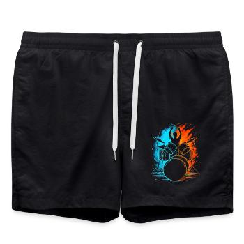 Schlagzeuger Drummer Herren Kinder Schlagzeug - Badeshorts - Schwarz - Vorne - AI Model Male 185 light (185cm)