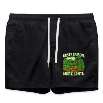 Kleingarten Geschenk zur ersten erfolgreichen Sais - Badeshorts - Schwarz - Vorne - AI Model Male 185 light (185cm)