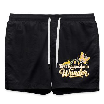 Schmetterling Raupe Transformation Naturfreund - Badeshorts - Schwarz - Vorne - AI Model Male 185 light (185cm)