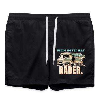 Campervan - Hotel mit Rädern - Badeshorts - Schwarz - Vorne - AI Model Male 185 light (185cm)