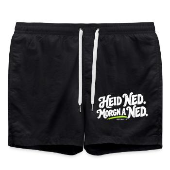 Heid ned Morgn ned Dialekt Shirt - Badeshorts - Schwarz - Vorne - AI Model Male 185 light (185cm)
